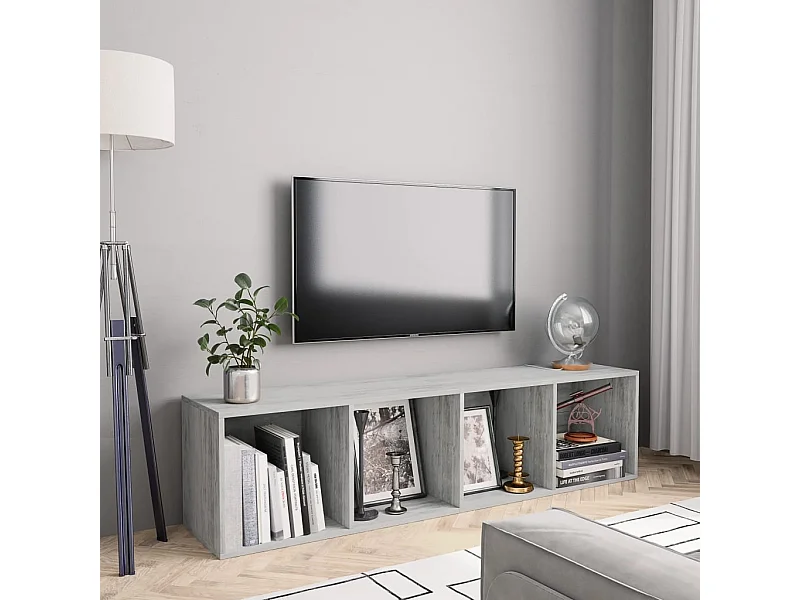 Bücherregal/TV-Schrank,TV-Möbel Betongrau 143×30×36 cm -gkd626461