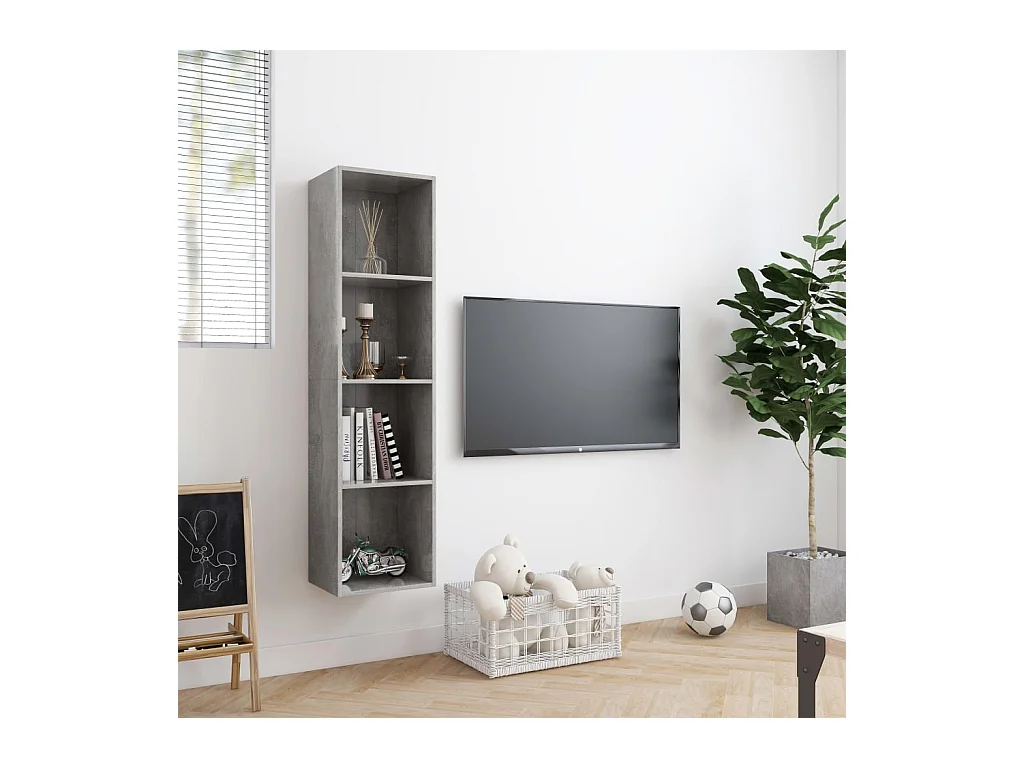 Bücherregal/TV-Schrank,TV-Möbel Betongrau 143×30×36 cm -gkd626461