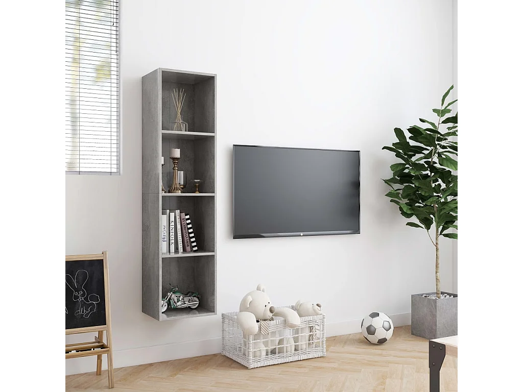 Bücherregal/TV-Schrank,TV-Möbel Betongrau 143×30×36 cm -gkd626461