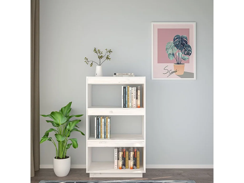 Bibliothèque Blanc 60x35x103 cm Bois de pin massif OFR98407 BonneVie Meuble