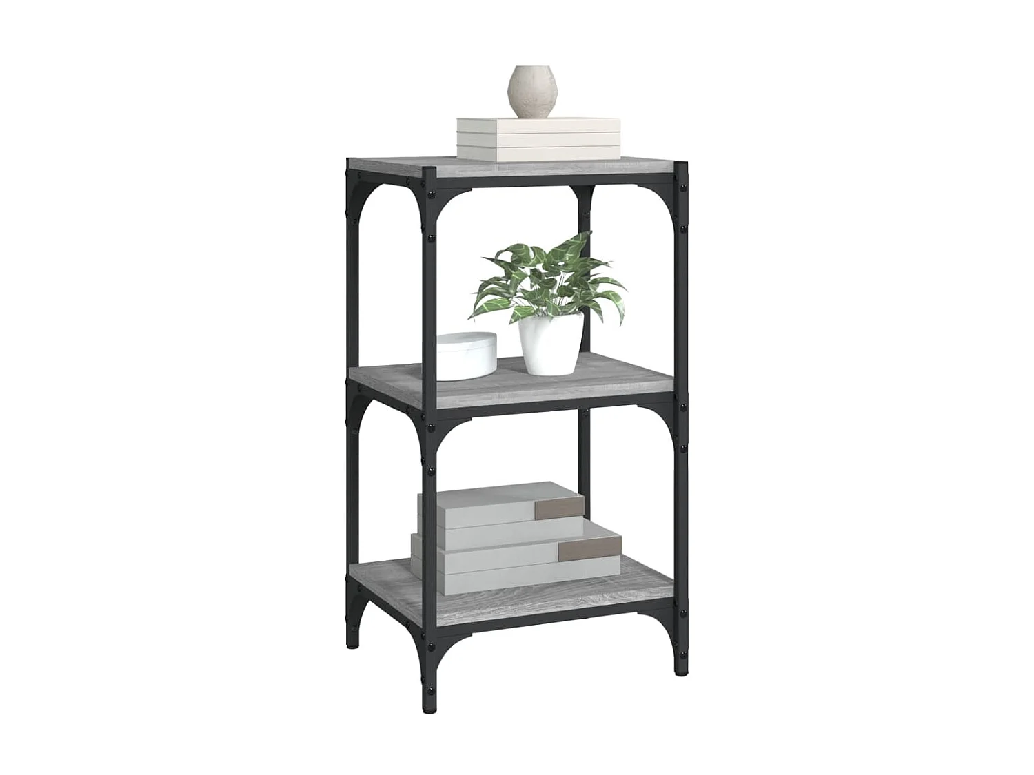 Bibliothèque Sonoma gris 40x33x70,5 cm Bois d'ingénierie acier OFR87900 BonneVie Meuble