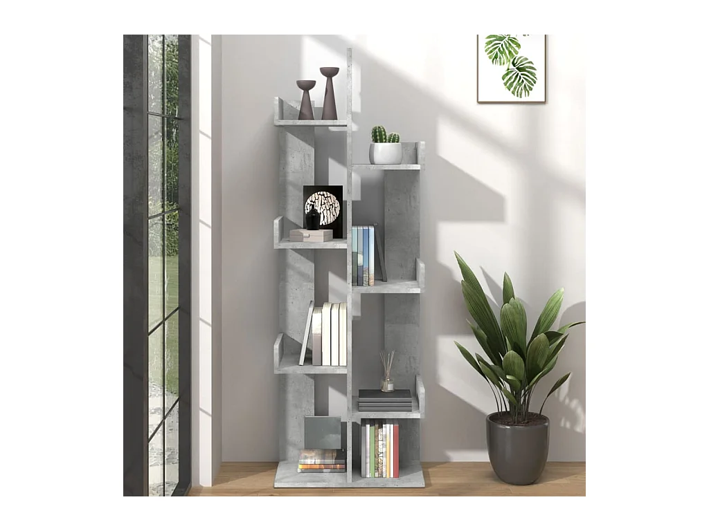 Bibliothèque Gris béton 48x25,5x140 cm Aggloméré OFR96061 BonneVie Meuble