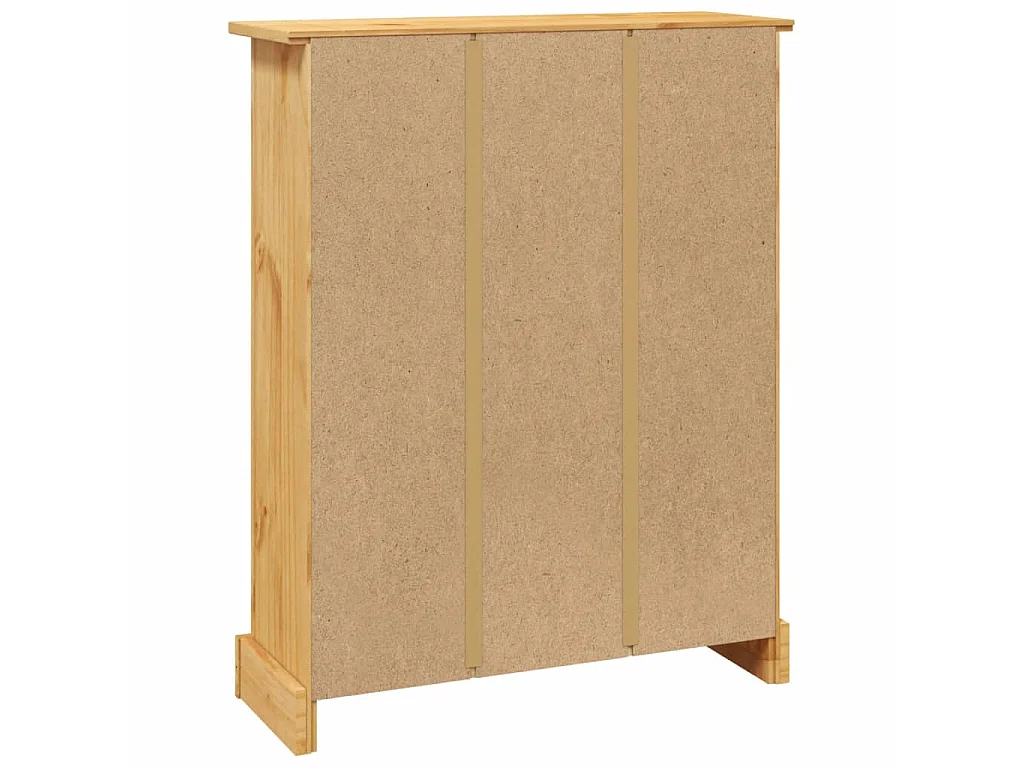 Bibliothèque 3 niveaux Gamme Corona Pin mexicain 81x29x100 cm OFR75675 BonneVie Meuble