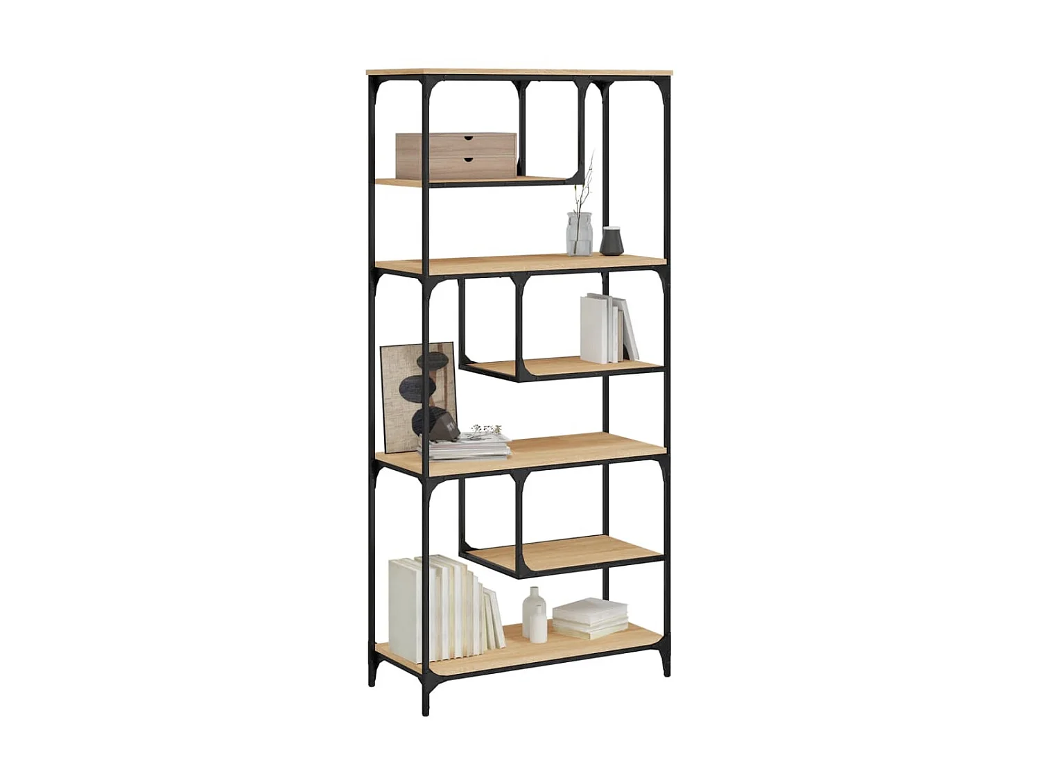 Bibliothèque chêne sonoma 81x36x176 cm bois d'ingénierie OFR26784 BonneVie Meuble