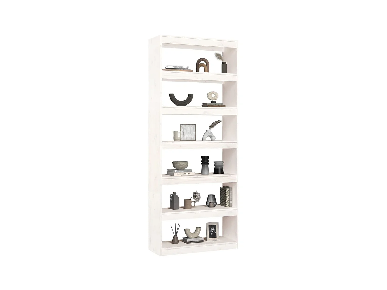 Boekenkast/kamerscherm 80x30x199,5 cm massief grenenhout wit NL405773