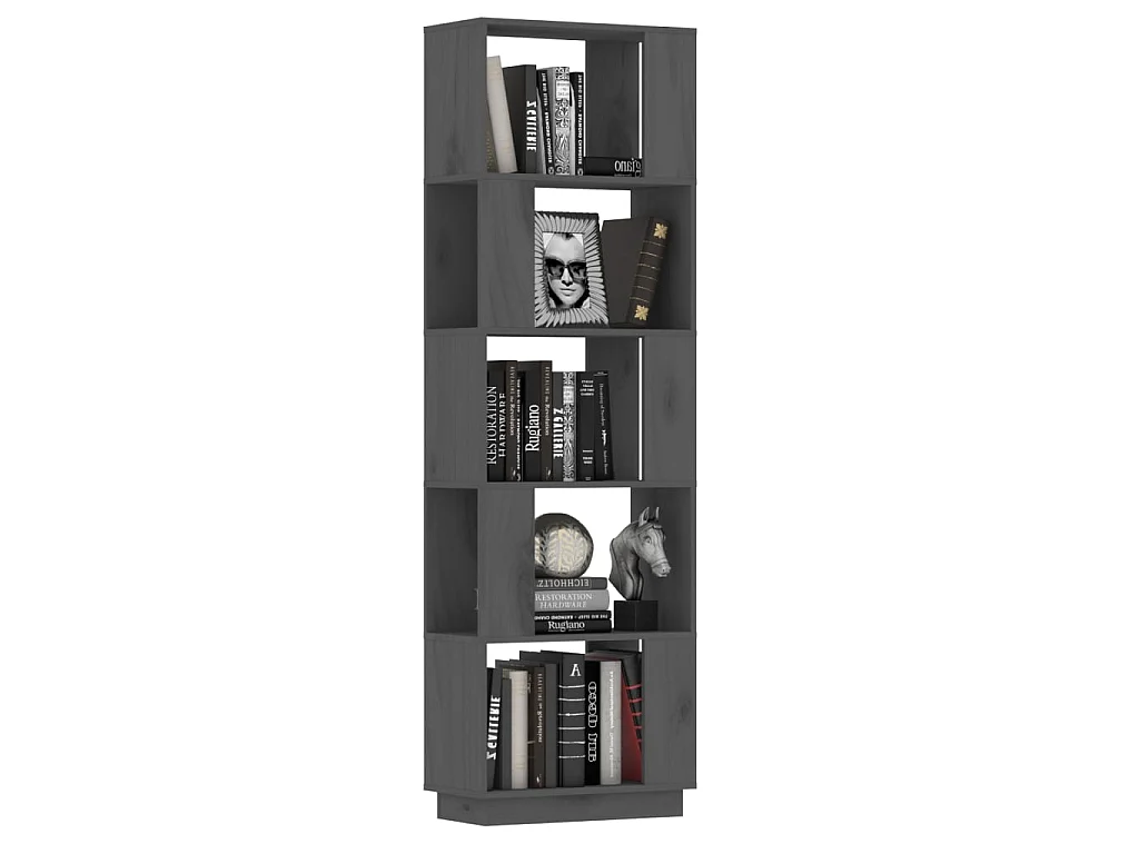 Bibliothèque-Séparateur de pièce Gris 51x25x163,5 cm Pin solide OFR72885 BonneVie Meuble