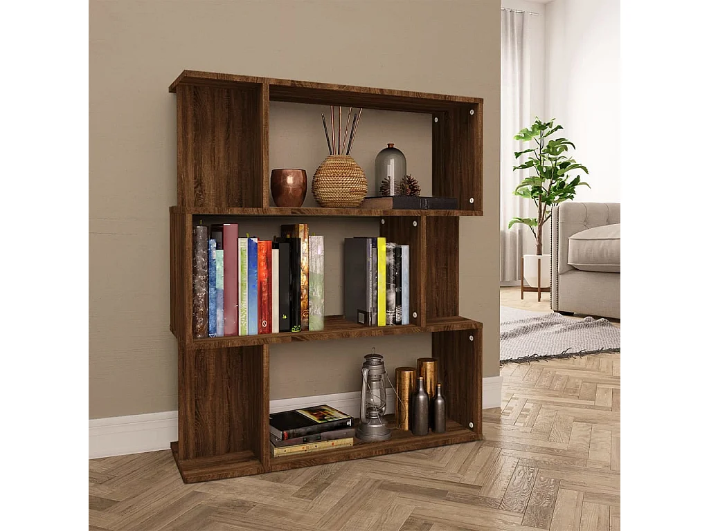 Bücherregal/Bücherschrank,Raumteiler Braun Eiche 80x24x96 cm Holzwerkstoff -gkd42088