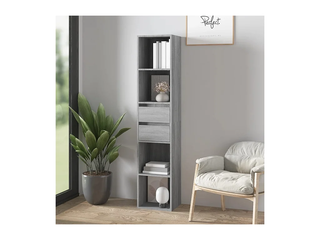 Bibliothèque Sonoma gris 36x30x171 cm Bois d'ingénierie OFR87504 BonneVie Meuble