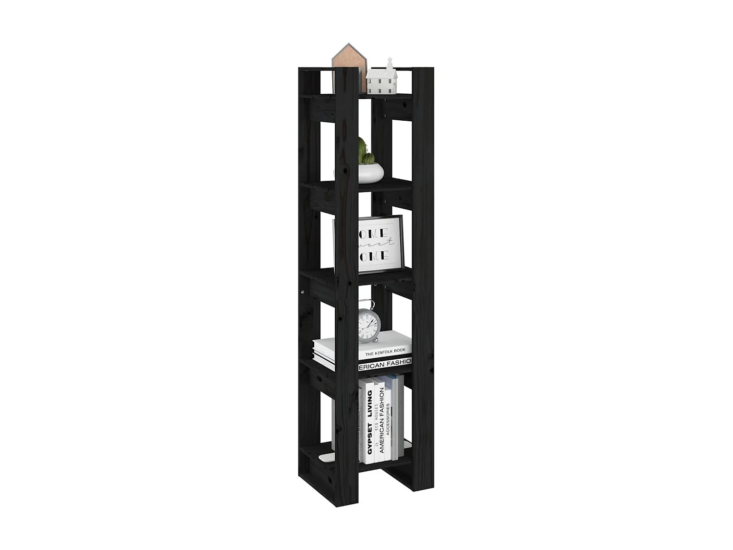 Bibliothèque-Séparateur de pièce Noir 41x35x160 cm Pin solide OFR77370 BonneVie Meuble