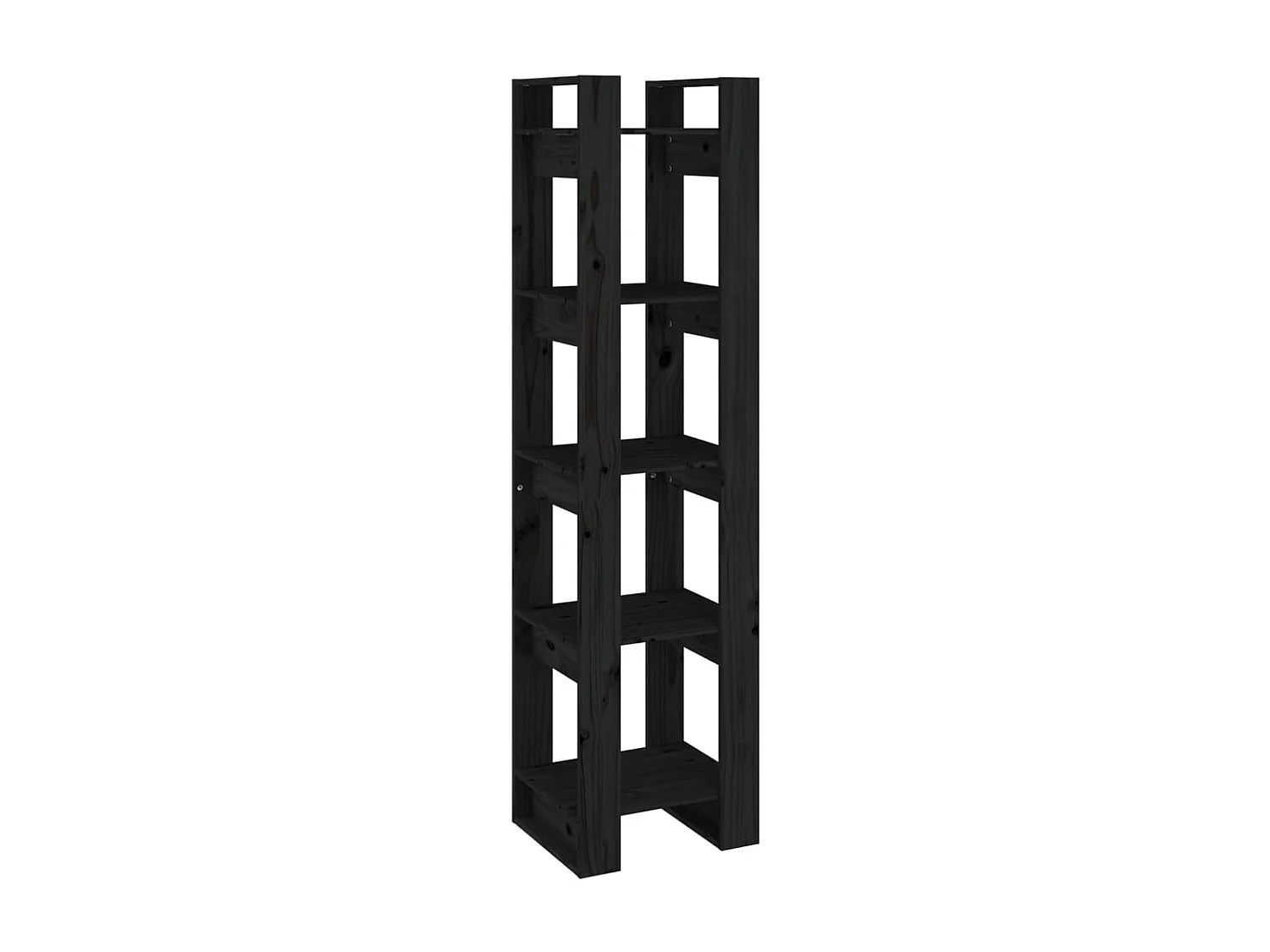 Bücherregal/Bücherschrank,Raumteiler Schwarz 41x35x160 cm Massivholz Kiefer -gkd605300