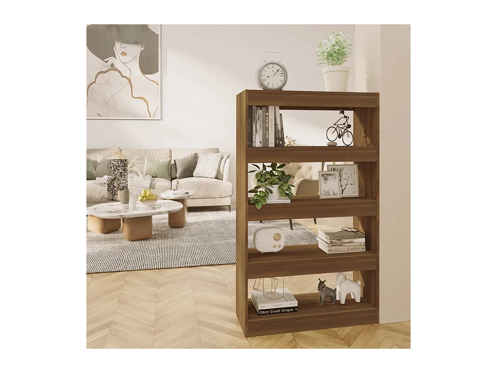 Bibliothèque-Séparateur de pièce Chêne marron 80x30x135 cm OFR93432 BonneVie Meuble