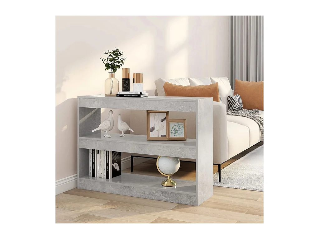 Bibliothèque-Séparateur de pièce Gris béton 100x30x72 cm OFR58472 BonneVie Meuble