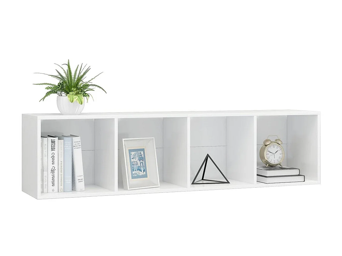 Bibliothèque Blanc brillant 143 x 30 x 36 cm BE32791