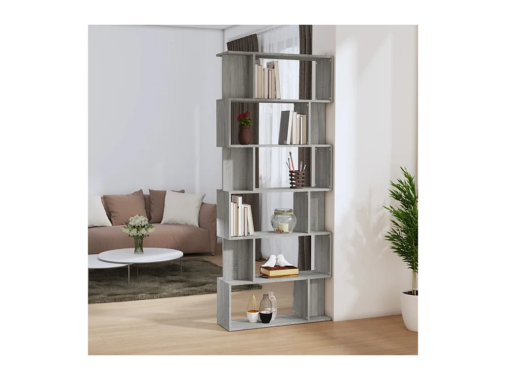Bibliothèque Sonoma gris 80x24x192 cm Bois d'ingénierie OFR39342 BonneVie Meuble