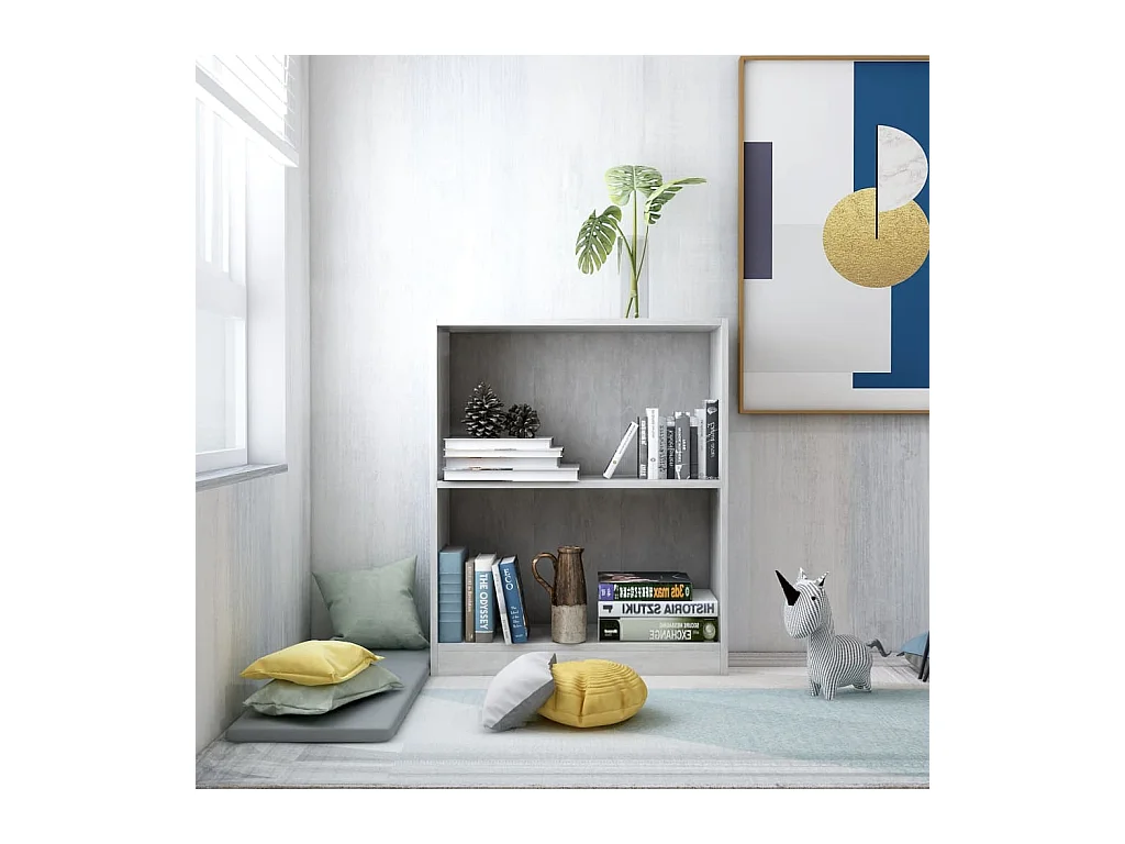 Bibliothèque Gris béton 60x24x74,5 cm Bois d'ingénierie OFR52989 BonneVie Meuble