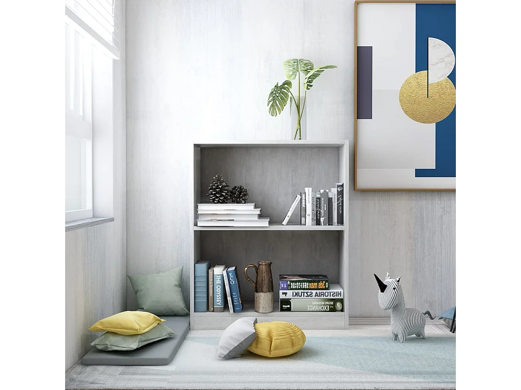 Bibliothèque Gris béton 60x24x74,5 cm Bois d'ingénierie OFR52989 BonneVie Meuble