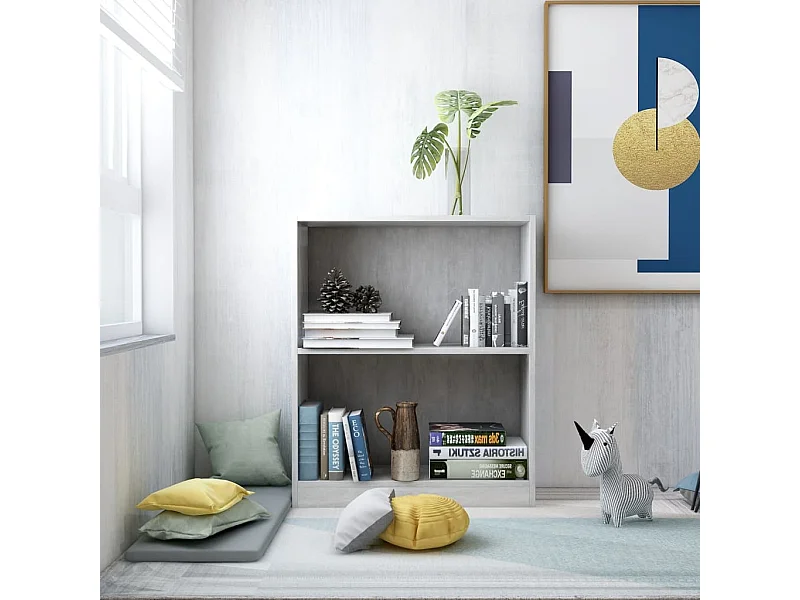 Bibliothèque Gris béton 60x24x74,5 cm Bois d'ingénierie OFR52989 BonneVie Meuble