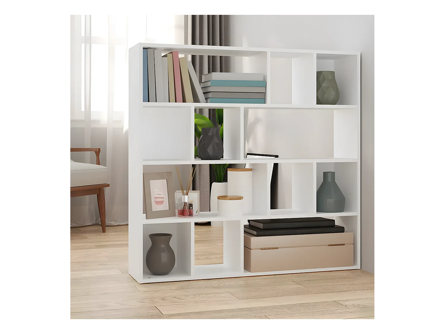 Bibliothèque de séparation Blanc 105x24x102 cm OFR36478 BonneVie Meuble