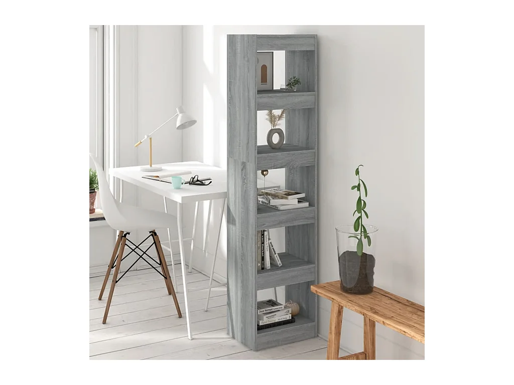 Bibliothèque-Séparateur de pièce Sonoma gris 40x30x166 cm OFR14821 BonneVie Meuble
