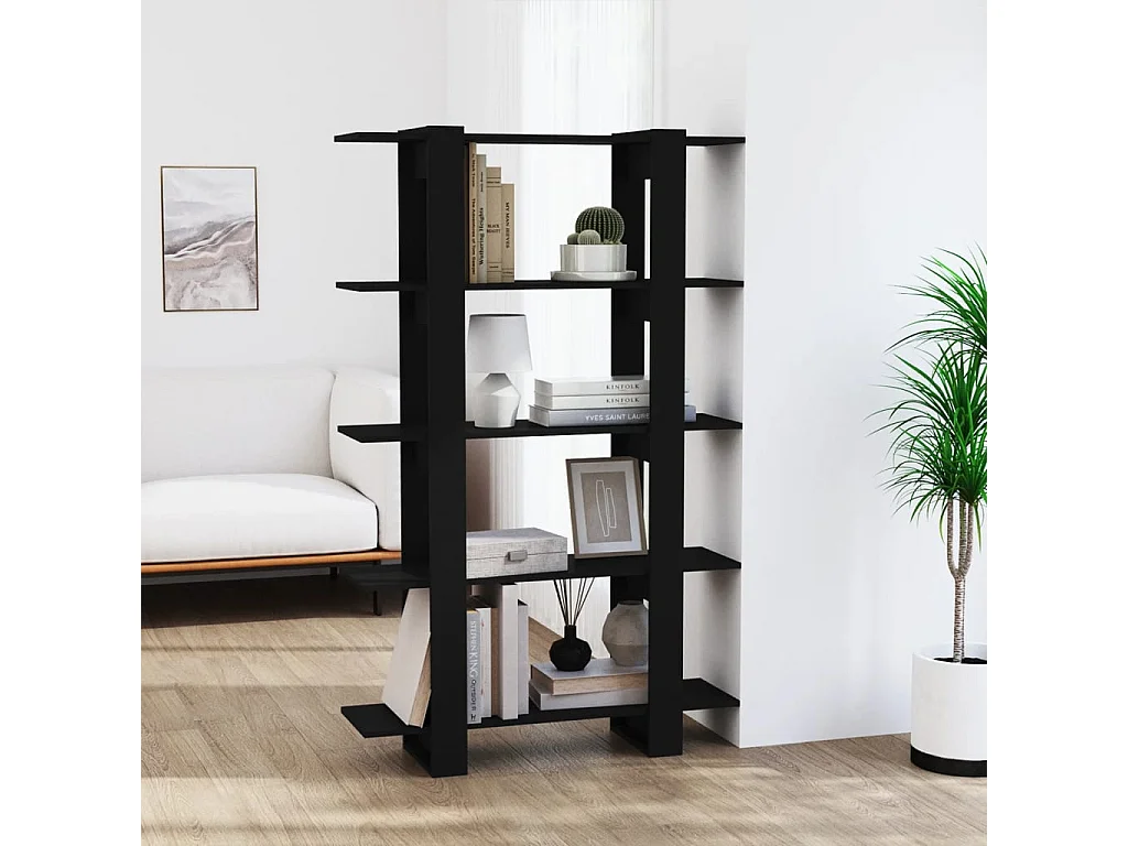 Bibliothèque-Séparateur de pièce Noir 100x30x160 cm OFR91264 BonneVie Meuble