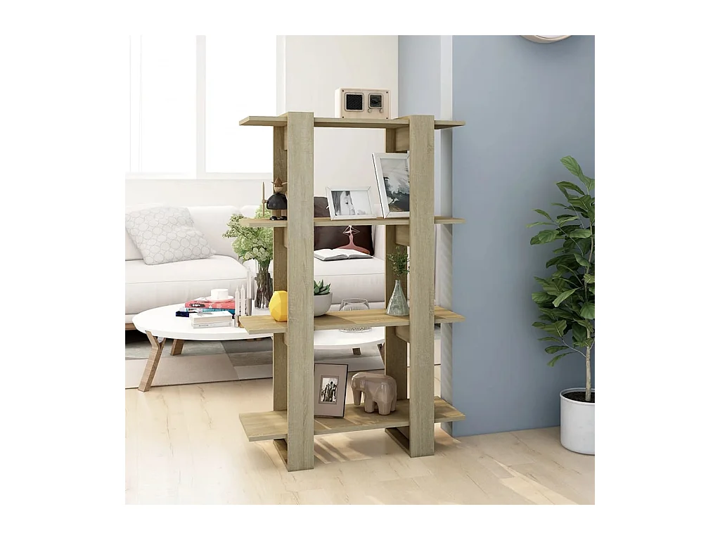 Bibliothèque-Séparateur de pièce Chêne sonoma 80x30x123,5 cm OFR62838 BonneVie Meuble