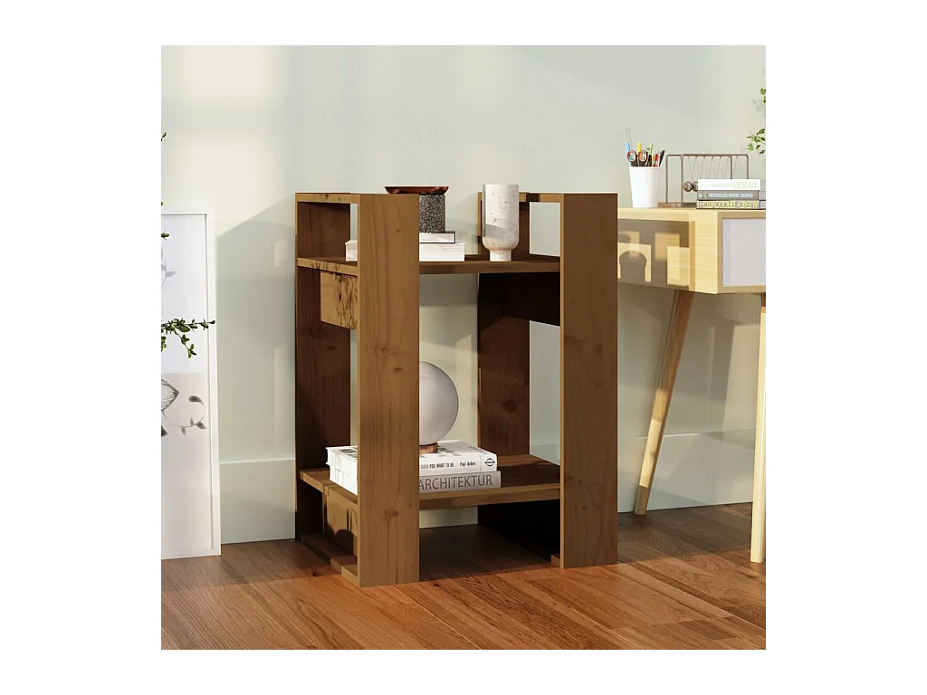 Bibliothèque Marron miel 41x35x57 cm Pin solide OFR75146 BonneVie Meuble