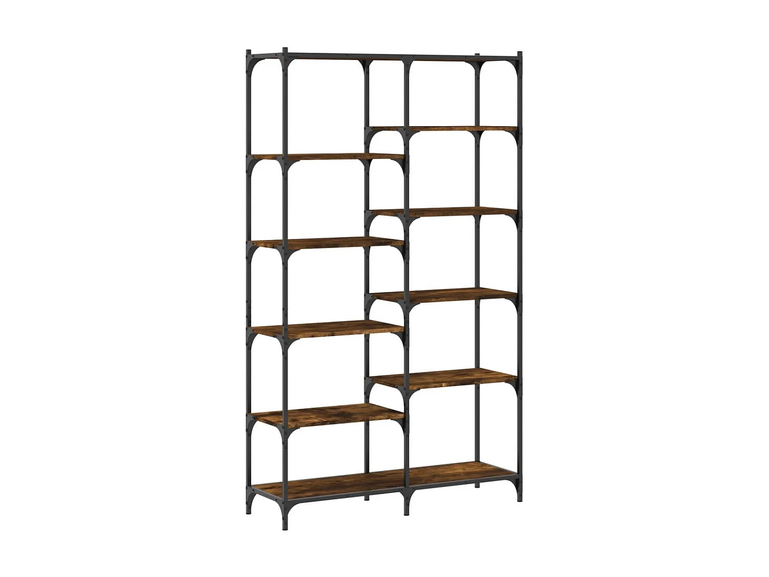 Bibliothèque chêne fumé 100x32x170 cm bois d'ingénierie et fer OFR81708 BonneVie Meuble