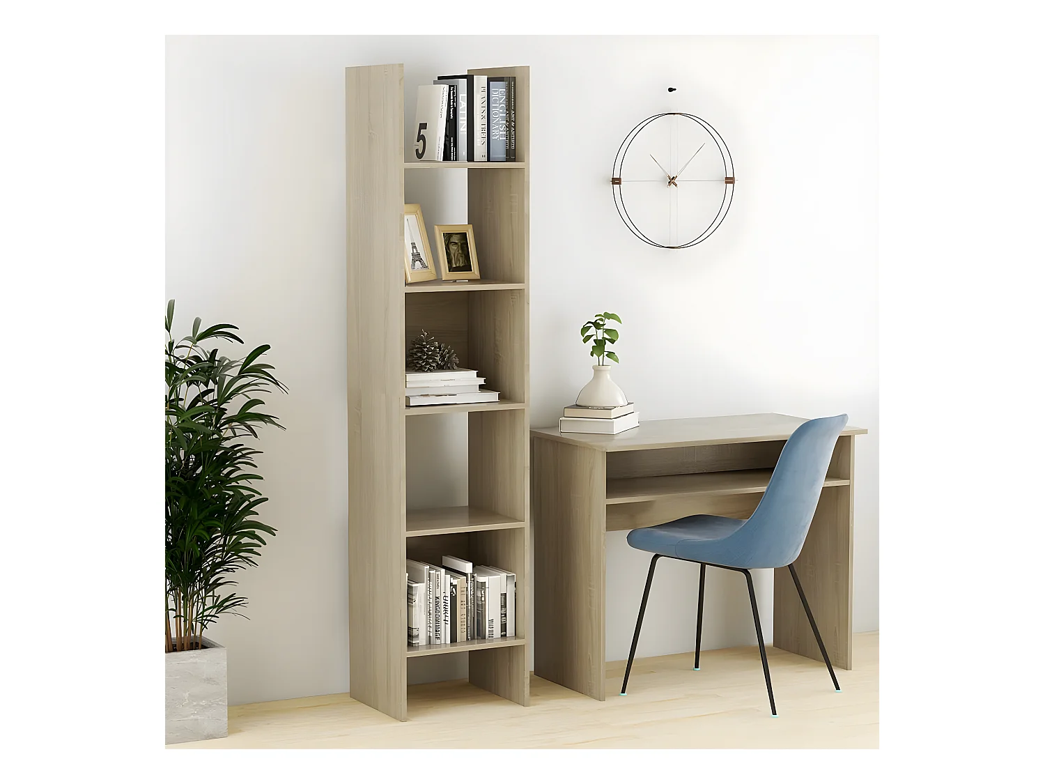 Bibliothèque Chêne sonoma 40x35x180 cm Aggloméré OFR75067 BonneVie Meuble