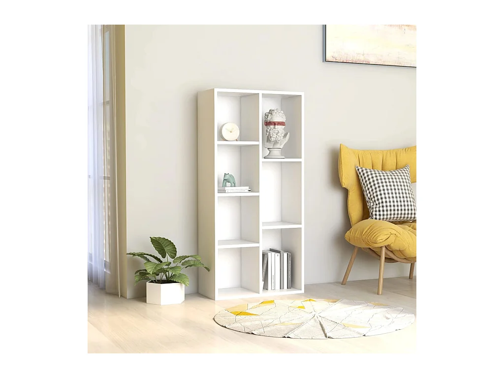 Bibliothèque Blanc 50x25x106 cm Bois d'ingénierie OFR57113 BonneVie Meuble