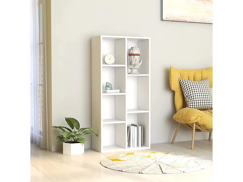 Bibliothèque Blanc 50x25x106 cm Bois d'ingénierie OFR57113 BonneVie Meuble