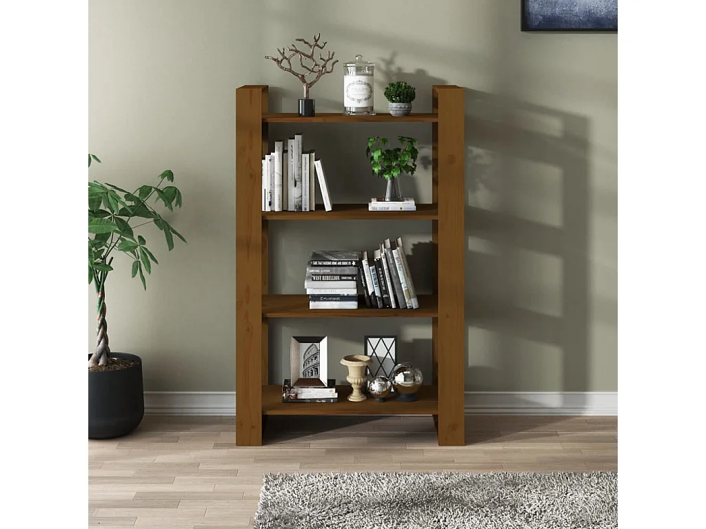 Bibliothèque Marron miel 80x35x125 cm Bois massif OFR31552 BonneVie Meuble