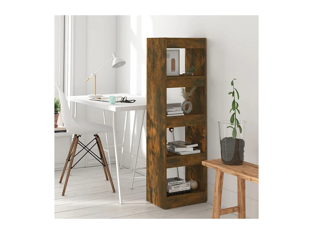 Bibliothèque-Séparateur de pièce Chêne fumé 40x30x135 cm OFR12372 BonneVie Meuble