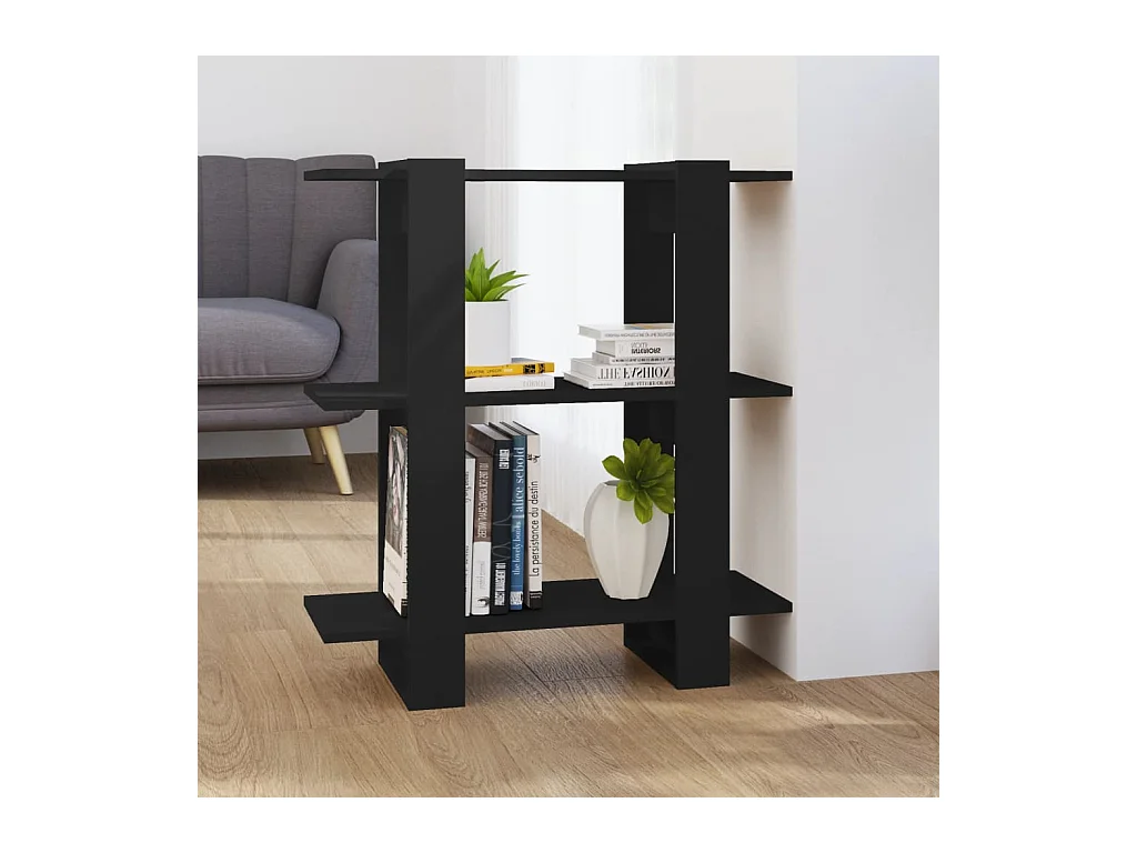Bibliothèque-Séparateur de pièce Noir 80x30x87 cm OFR78859 BonneVie Meuble