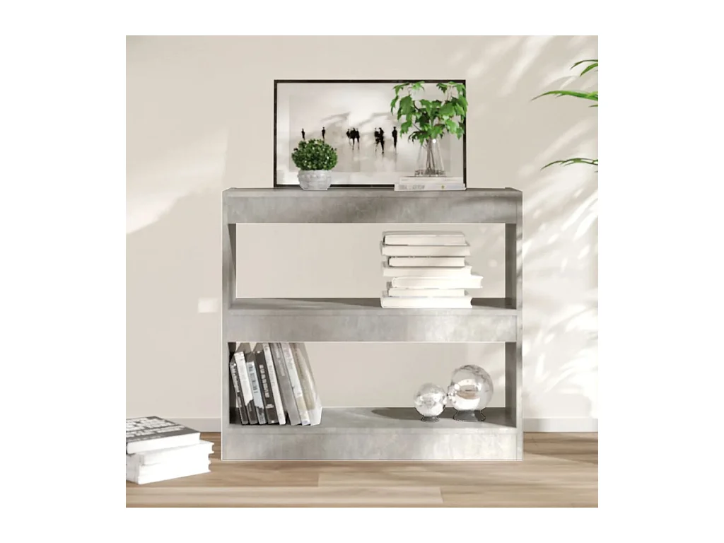 Bibliothèque-Séparateur de pièce Gris béton 80x30x72 cm OFR30283 BonneVie Meuble