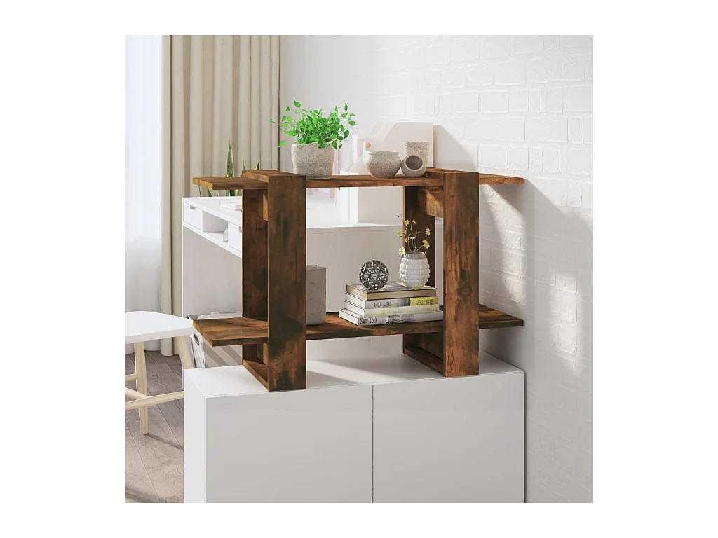 Bibliothèque-Séparateur de pièce Chêne fumé 80x30x51 cm OFR69494 BonneVie Meuble