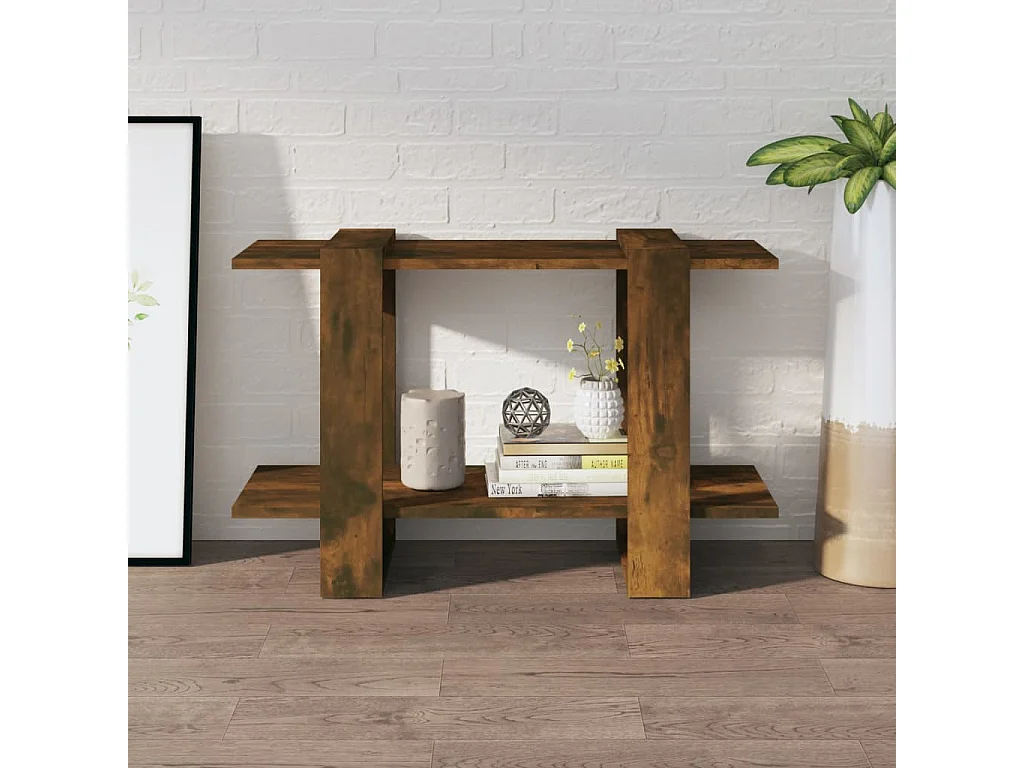 Bibliothèque-Séparateur de pièce Chêne fumé 80x30x51 cm OFR69494 BonneVie Meuble