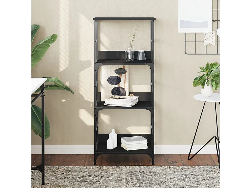 Bibliothèque noir 50x33x117,5 cm bois d'ingénierie OFR70705 BonneVie Meuble