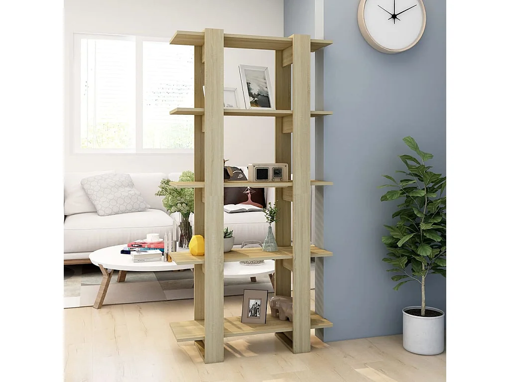 Bibliothèque-Séparateur de pièce Chêne sonoma 80x30x160 cm OFR96561 BonneVie Meuble