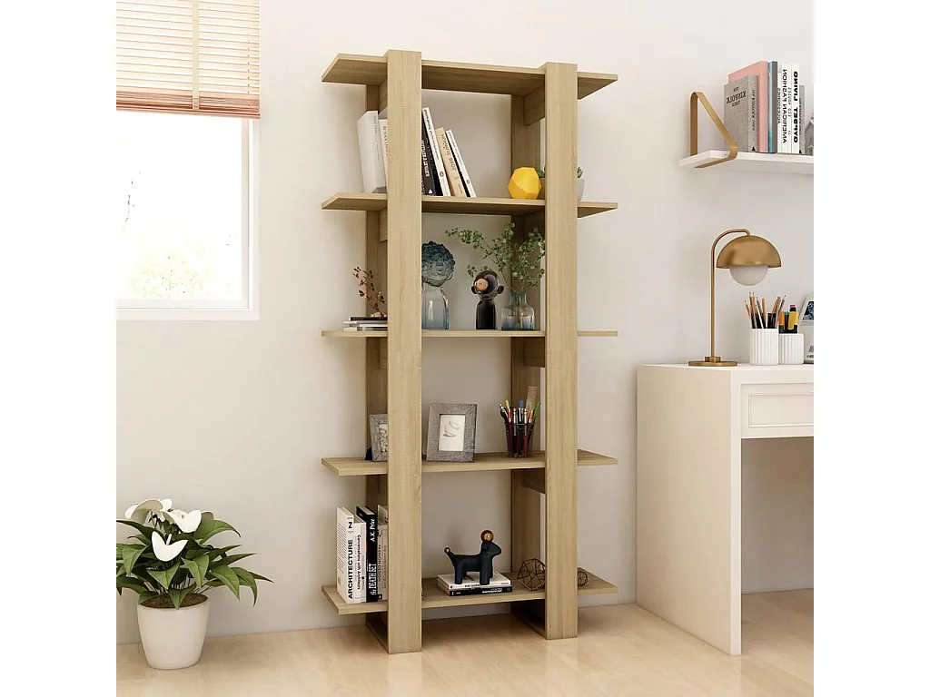 Bibliothèque-Séparateur de pièce Chêne sonoma 80x30x160 cm OFR96561 BonneVie Meuble
