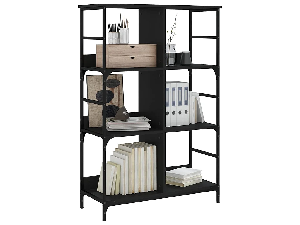 Bibliothèque noir 78,5x33x117,5 cm bois d'ingénierie OFR74521 BonneVie Meuble