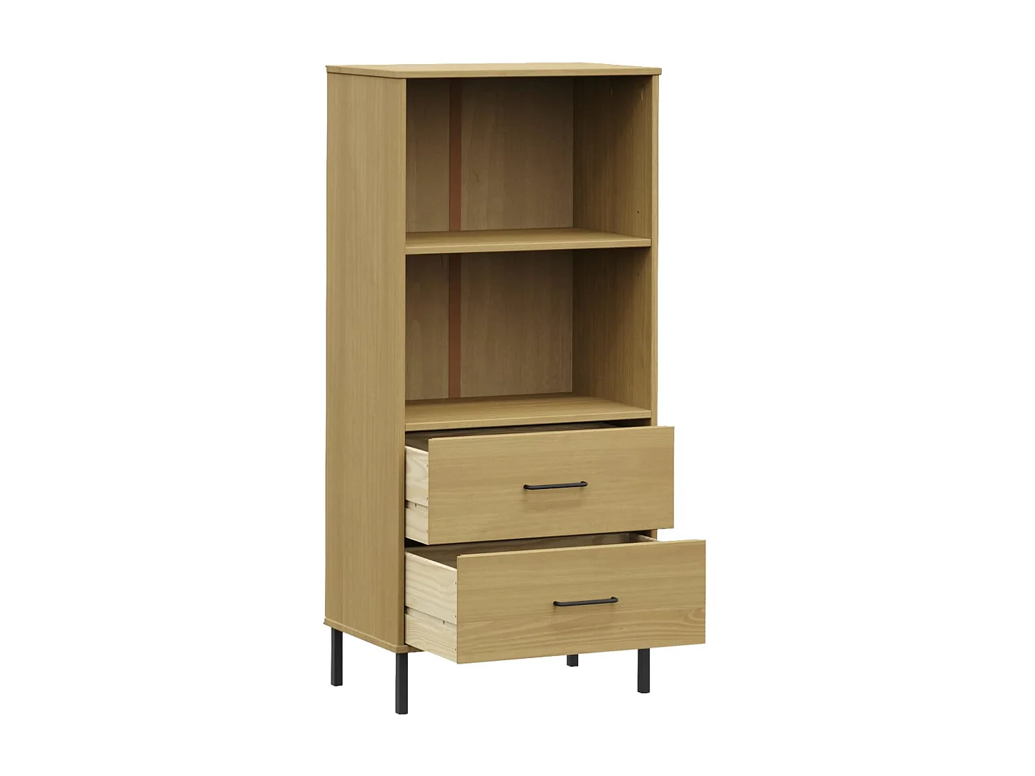 Estante c/ 2 gavetas 60x35x128,5cm madeira maciça OSLO castanho PT278000