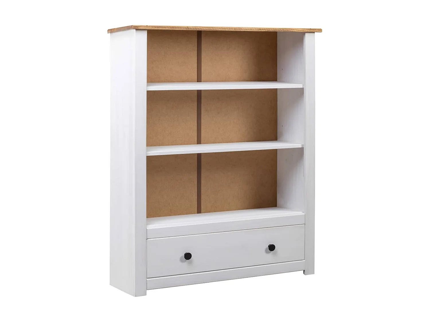 Bibliothèque Blanc 80x35x110 cm Pin massif Assortiment Panama OFR87695 BonneVie Meuble