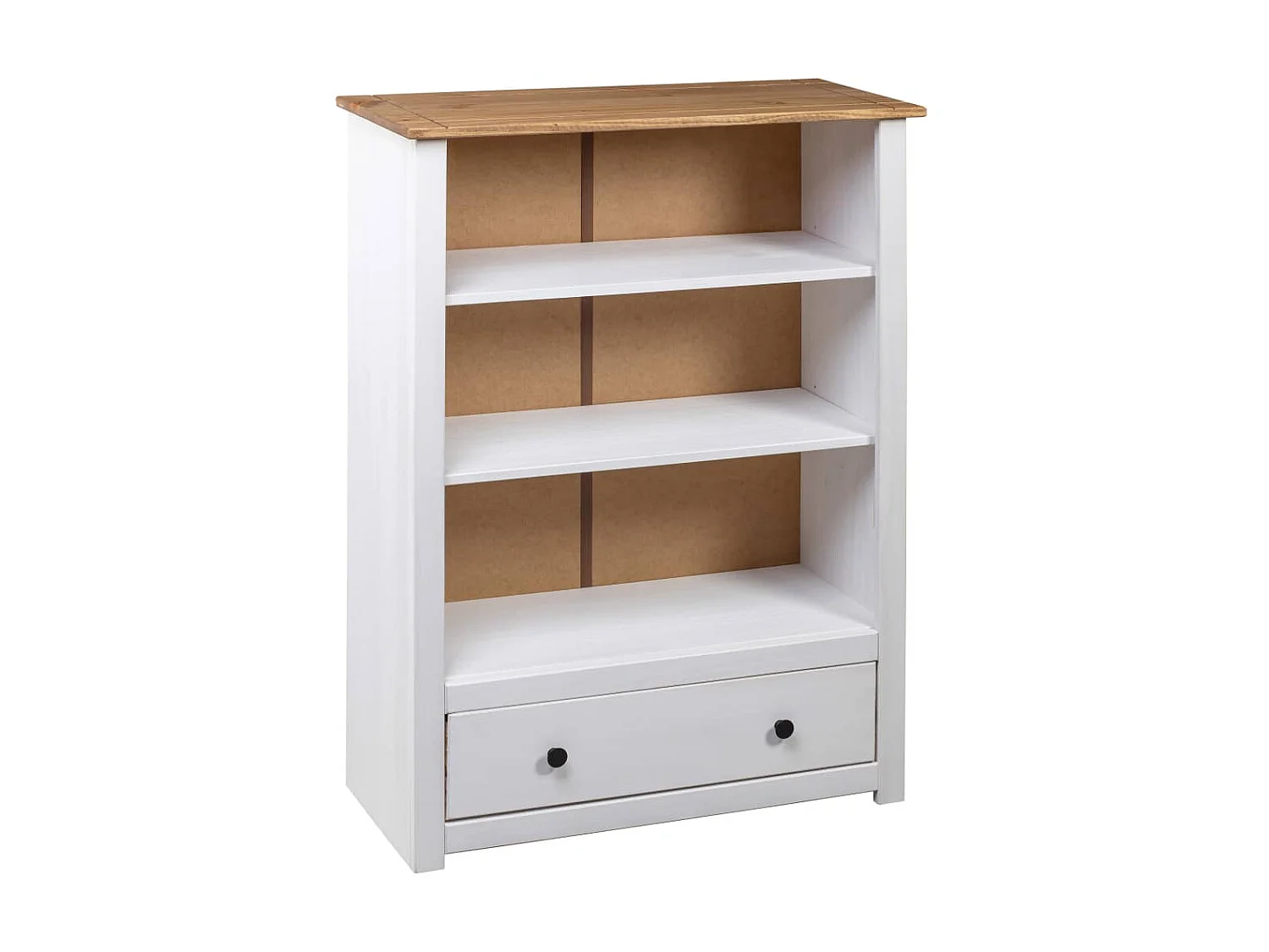 Bibliothèque Blanc 80x35x110 cm Pin massif Assortiment Panama OFR87695 BonneVie Meuble