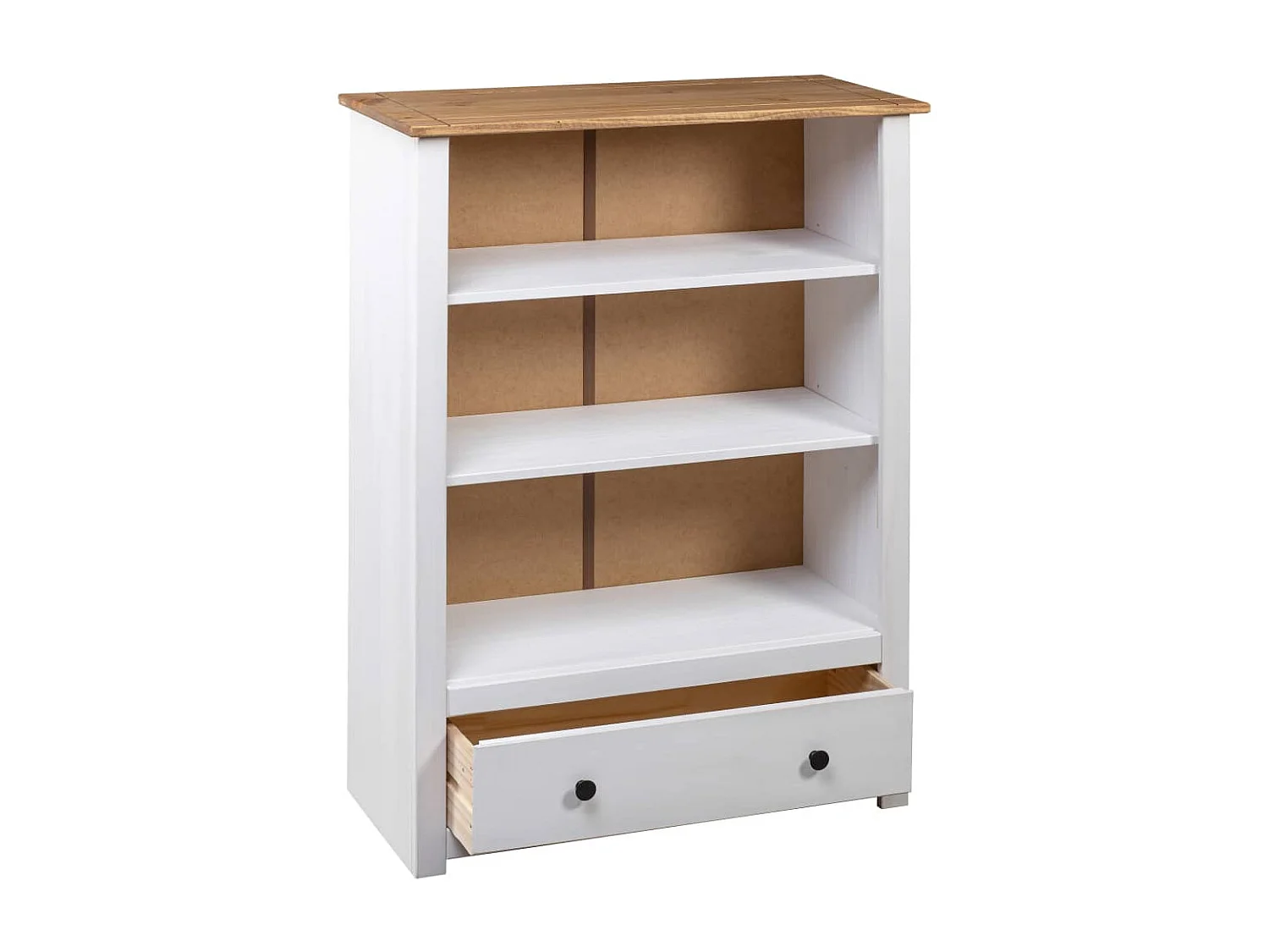 Bibliothèque Blanc 80x35x110 cm Pin massif Assortiment Panama OFR87695 BonneVie Meuble