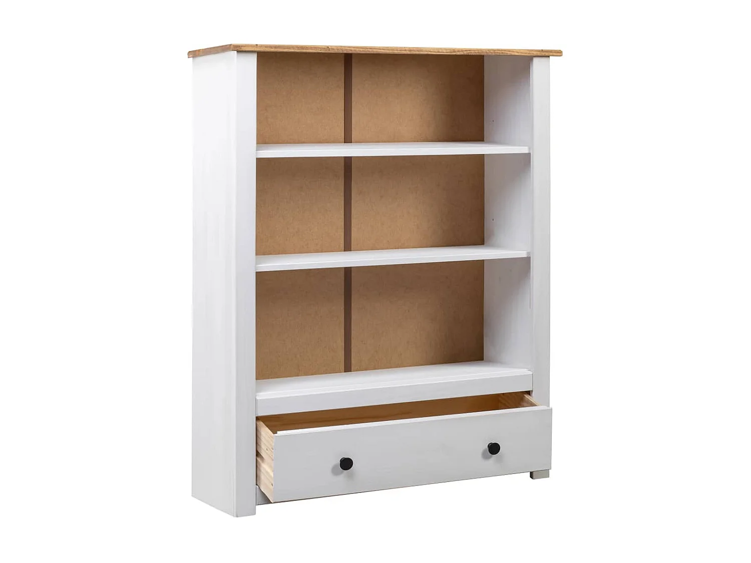 Bibliothèque Blanc 80x35x110 cm Pin massif Assortiment Panama OFR87695 BonneVie Meuble