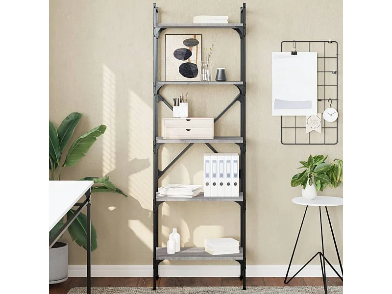 Estante c/ 5 prateleiras derivados de madeira cinzento sonoma PT890715