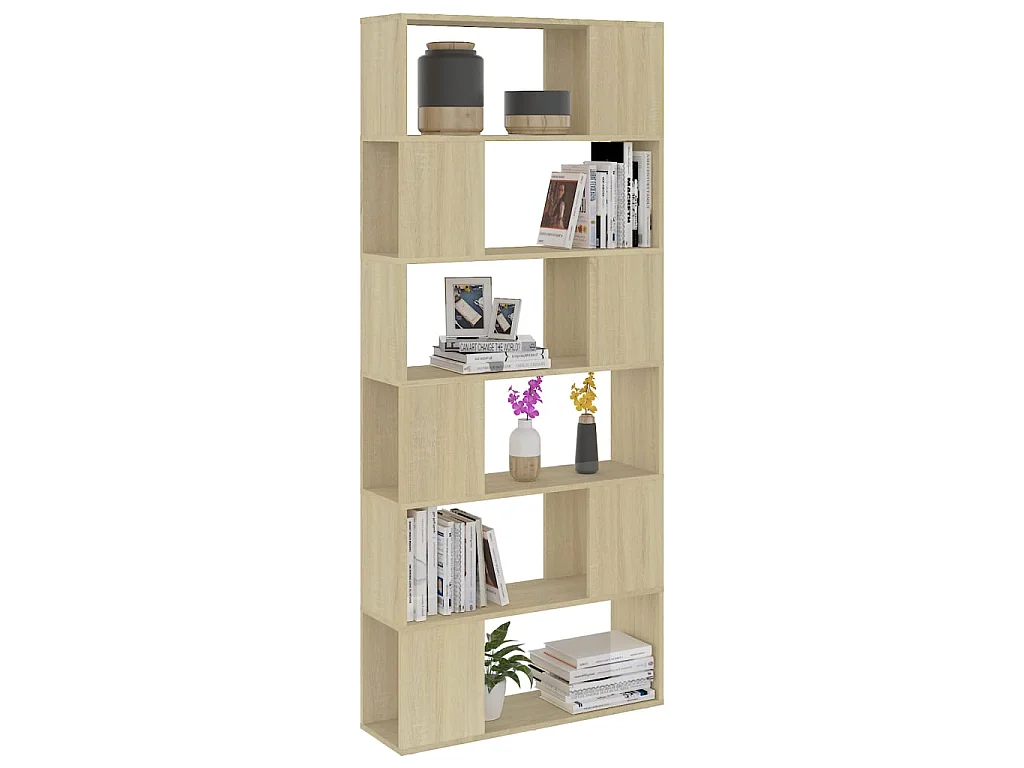 Bibliothèque-Séparateur de pièce Chêne sonoma 80x24x186 cm OFR38606 BonneVie Meuble