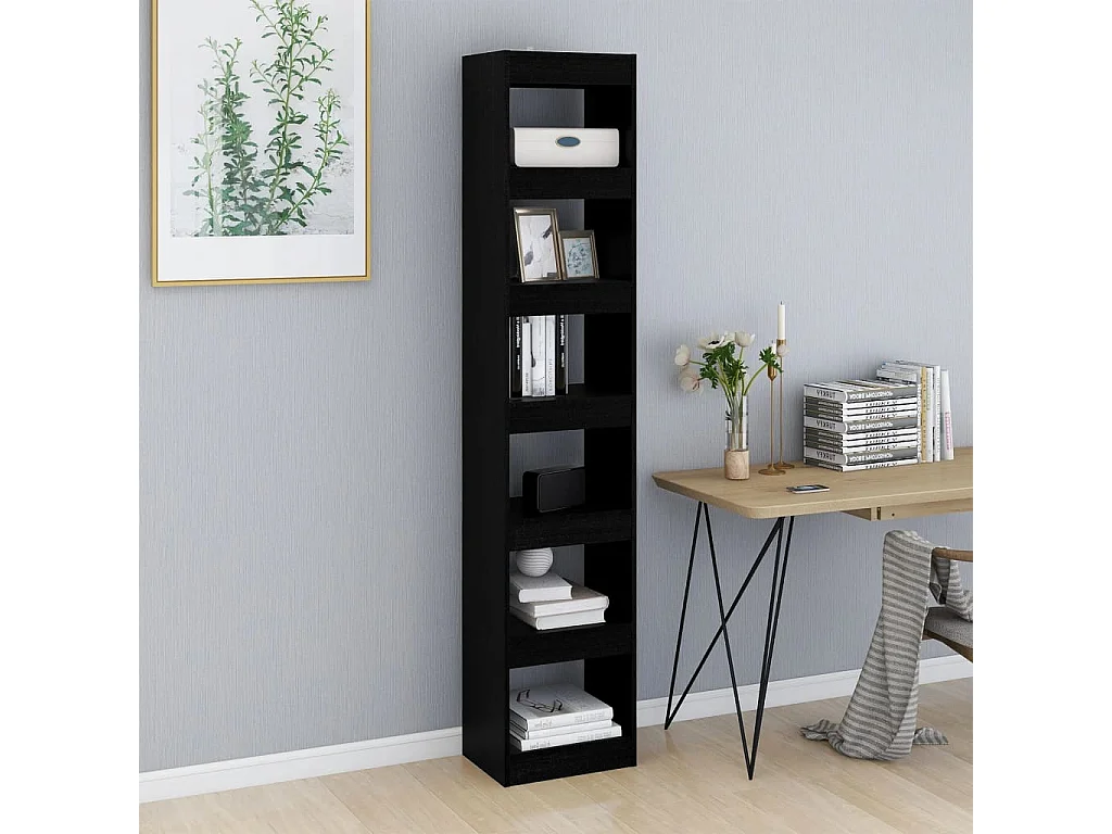 Bücherregal/Bücherschrank,Raumteiler Schwarz 40x30x198 cm -gkd204010