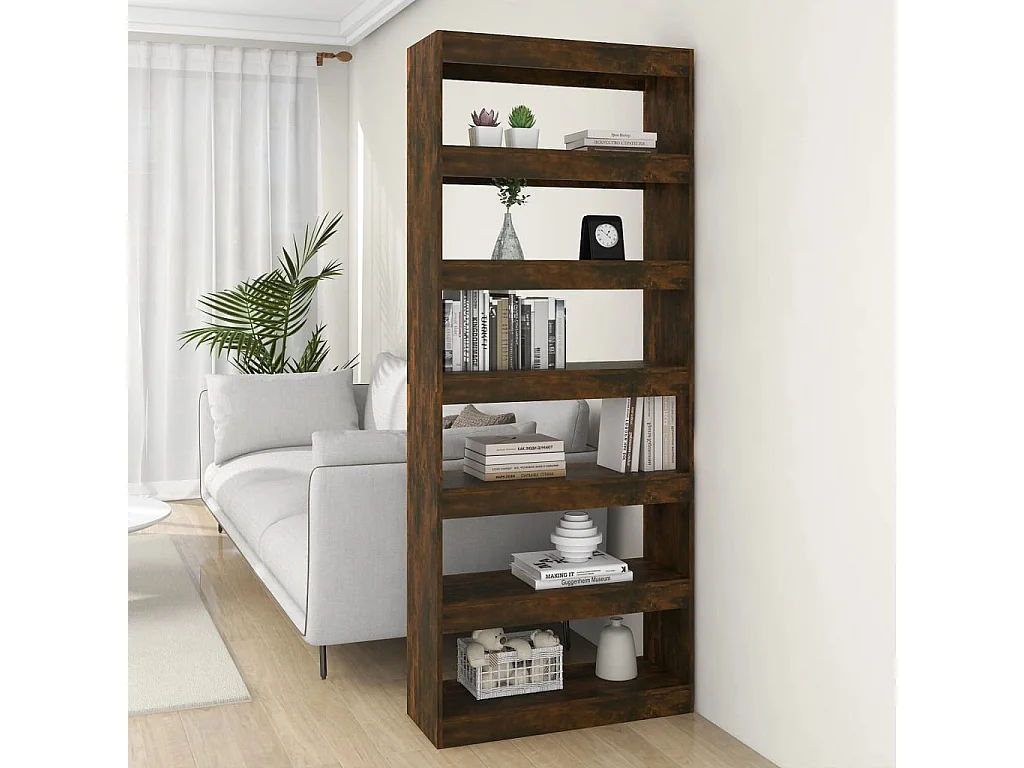 Bücherregal/Bücherschrank,Raumteiler Räuchereiche 80x30x198 cm Holzwerkstoff -gkd750522