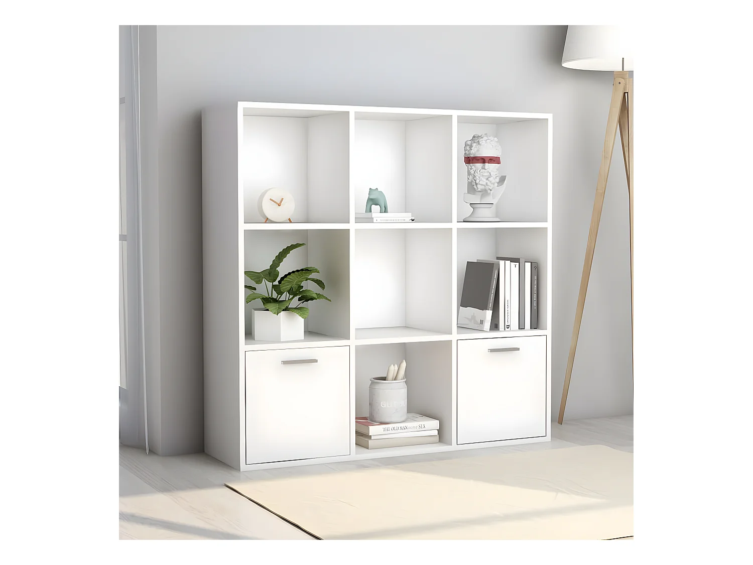 Bibliothèque Blanc 98x30x98 cm Aggloméré OFR67972 BonneVie Meuble